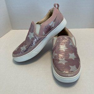 UGG Girls Youth 4 Caplan Sequin Stars Slip-On Sneaker Loafer Pink Stars